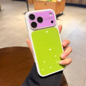 Stylish Macaron Color-Blocking Silicone Phone Case for iPhone 17/16/15/14/13 Pro Max, iPhone 17/16 Pro, with Full-Coverage Lens Protector & Shock-Resistant Design