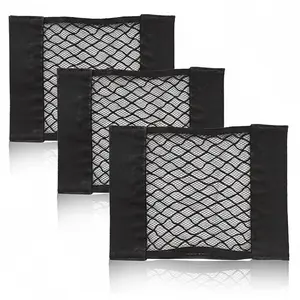 3 Pcs 9.84inx11.8in Universal Mesh Cargo Net with Tape, Cargo Net Small, Storage Net, Suitable for Most Cars(Black)