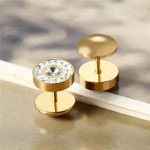 Silver Color Earrings Women Stud Stainless Steel Stud Earrings Double Sided Body Jewelry Ohrringe Bijuteria Feminina