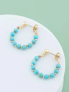 Boho Style Turquoise Texture Beaded Hoop Earrings, Fashion Cute Hoop Earrings for Women & Girls, Trendy All-match & Exquisite Vintage Jewelry for Birthday Gift