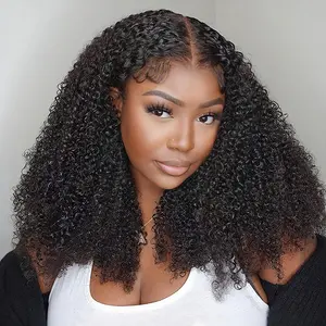 OQ HAIR Kinky Curly V Part Wigs With Drawstring No Leave Out Human Hair Wigs For Women Upgrade U Part Wigs Beginner Friendly Fit All Head Sizes