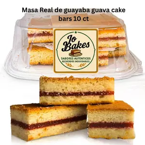 JO BAKES Masa Real de Guayaba Guava Bars Artisan Puerto Rican Panetela Snack 10 Ct Family Size Authentic Caribbean Flavor Pastry
