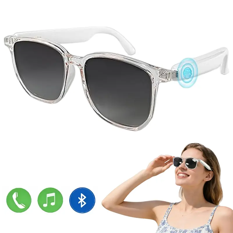Unisex Adult Wearable Multifunctional Smart Glasses - Motorcycle Protective Gear, Wireless Bluetooth Music Audio Sunglasses, Built-in Speakers, Waterproof, Hands-Free Calls for Active Lifestyles