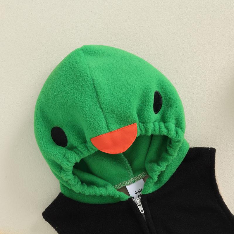 Baby Duck Costume, Sleeveless Hooded Zipper Closure Romper with Leg Warmers Halloween Cosplay Animal Romper Toddler Duck Costume