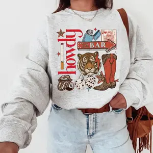 Howdy Collage Sweatshirt, vintage western clothing, crewneck western outfits women’s clothes, western cowgirl stuff, western tops graphic t-shirts, country western tees women, sweatshirts for women, western graphic tees women country clothing