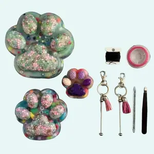 Cute Paws Bundle Pick-n-Craft Picky Pad NON REMELT LG MD SM Paws Expert to Mod Level Anxiety Relief Relax ADHD Sensory Alivio de Estrés Skin Picking Fidget Toy Birthday Gift Bigger Beads Ages 12+ color silicone stress relief kit
