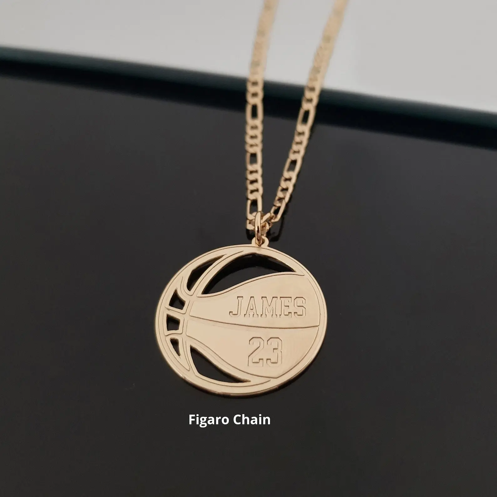 AS306 Customized Name Number Basketball Pendant Stainless Steel Number Basketball Fan Cable Chain Box Chain Necklace Birthday Holiday Gifts Men and Women