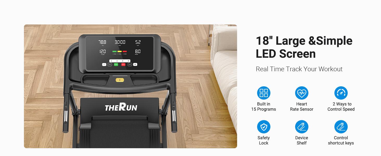 0-6% Manual Incline Treadmill, 300 lbs Capacity Treadmill with Manual Incline, 3.0 HP, Heart Rate Monitoring, Wider Running Belt