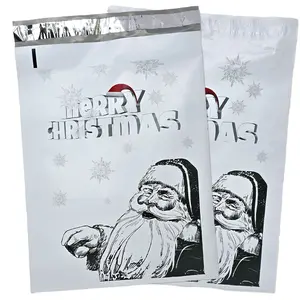 10x13 Merry Christmas from Santa Poly Mailers,  Graphite Art Flat Self Seal Shirt Shipping Mailing Fun Wonderland Red Hat Mail Postal bags