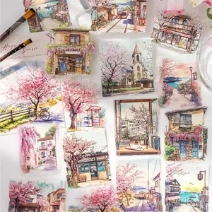 15 Sheets Per Bag Large Size Stickers, PET Material Summer Elements in Urban Colors, Decorative Wall Art for Crafting and Scrapbooking, DIY Sticker