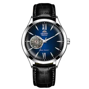 Dual-Master Classic Watch Collection, Automatic Mechanical Watch, Rose Gold Accents, Black Leather Strap, Exclusively for Men.