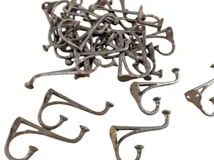 8 Rustic Cast Iron Coat Hat Wall Hooks Restore School Farm Towel Bath Kitchen