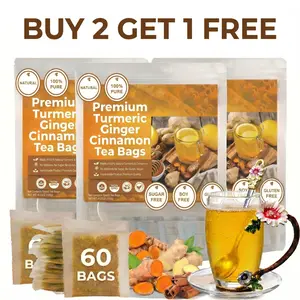 New 360/120/60Pcs Turmeric Ginger Cinnamon Tea, Cinnamon Tea, Ginger Turmeric Tea, Tea Bags, Turmeric Ginger Cinnamon Tea Bags, No Sugar, NoCaffeine, No Gluten