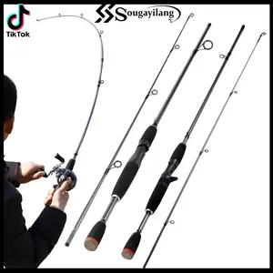 Sougayilang 2 Sections Fishing Rod 1.8m/6ft Super Light Carbon Fiber Spinning/Casting Rod for Saltwater and Freshwater Fishing Tackle Tempest long rod control bar