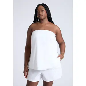 ELOQUII Women's Plus Size Linen Column Tube Top