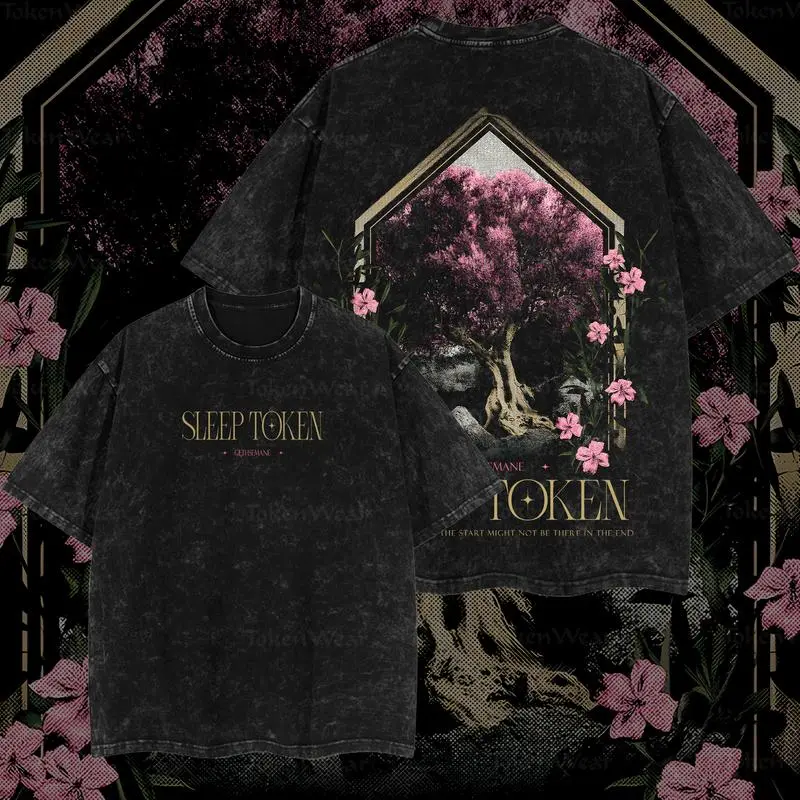 Retro Limited Sleep Token Even In Arcadia " GETHSEMANE " Shirt, Unisex Oversize Rock Band Washed Heavyweight T-shirt, Gift For Gothic Punk Emo Grunge Cotton Fabric sleep token merch