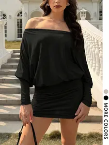 Women's Y2K Dress, Asymmetrical Neckline, One-Shoulder Long Sleeve, Sexy Slim Fit, Perfect Summer, Casual Fashion Womenswear