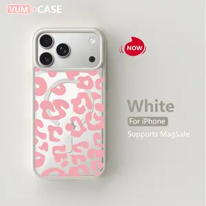 VUM Pink Leopard Print For iPhone 17 Pro Max/Samsung Galaxy A35 Case Camera Lens Cover Magnetic Ring Soft Rubber Matte Finish Slim Fit Raised Camera Bezel Clean Girl Fairycore Floral White TikTokers | Trending 2026 #CutePhoneCases