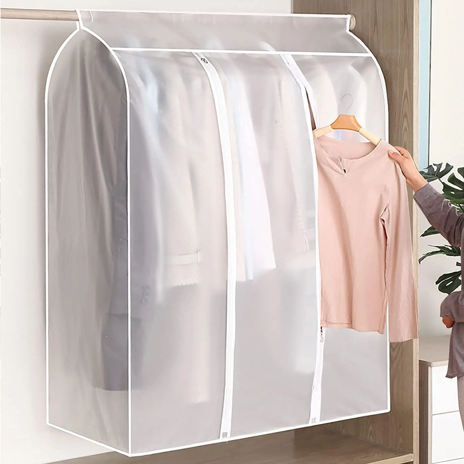 Wardrobe Hanging Window Dust Proof Cover, 1 Count Household Clothing Cover, Hanging Clothes Bag, Home Organizer for Bedroom, Dustproof Design, Dustproof Cover