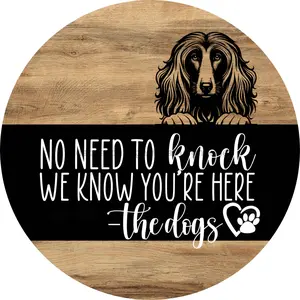 Afghan Hound Dog Door Hanger, No Need To Knock Door Hanger, DCO-13755-DH, 18" Round Wood