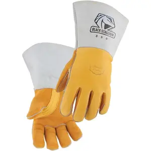 (850 Grain Elkskin Stick Glove with Nomex Lined Back, Thumb Strap, Thick, Kevlar Stitching, and Abrasion Resistance, Large