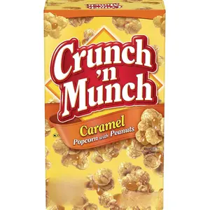 CRUNCH 'N MUNCH Caramel Popcorn with Peanuts, 3.5 oz. (Pack of 12)
