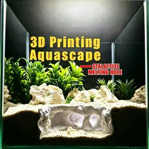 3D Cave Aquarium 1PC Breeding Hiding Cave Simulation Shrimp Cave House Decorative Props Shelter for Aquarium Landscaping Office Decor Dual-Use Reptile Tank & Fish Tank, Realistic, Natural Sand Terrain, Fish Hiding, Lizards, Snakes, Turtles