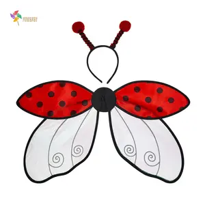 Halloween Costumes for Girls Cute Bee/Ladybug Wings with Headband Set Party Favors