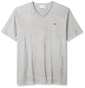 Lacoste Silver Chine Short Sleeve Pima Cotton V-Neck Jersey T-Shirt