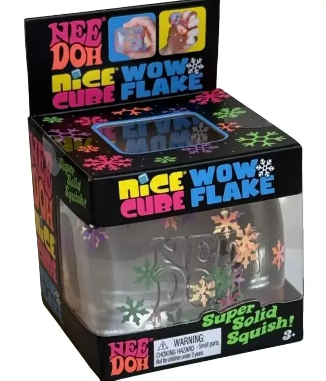 Nee Doh Nice Cube Wow Flake Super Solid stress reliever Squish Toy with Colorful Snowflake