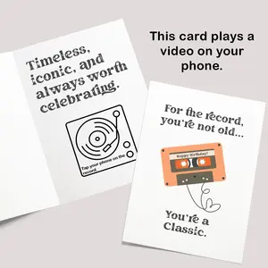Personalized Video Greeting Card Interactive Happy Birthday Card with Video 4x6 Plays on Your Phone Includes Envelope Interactive Valentine Card
