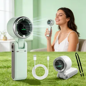 Portable Handheld Fan, 5-Speed Turbo Wind, Digital LED Display, 1800mAh Rechargeable Battery, Type-C Charging, 180° Foldable Design，Small and Powerful, 3 IN 1 Hand Fans for Outdoor Activities, Office, Travel