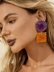 Resin Rhinestone Earrings for Women, Elegant Design, Perfect for Parties, Vacations, Daily Wear, Unique Jewelry
