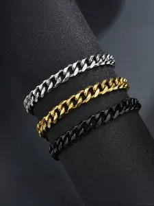 Men's Stainless Steel Bracelet Chain, Fashionable Multi-Color Jewelry Accessory, Durable Non-Fading Design, Perfect Gift Idea