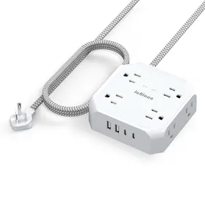 Surge Protector Power Strip- 8 Widely Outlets with 4 USB Charging Ports(2 USB C Port), Multi Plug Outlet Extender with 5Ft Braided Extension Cord.
