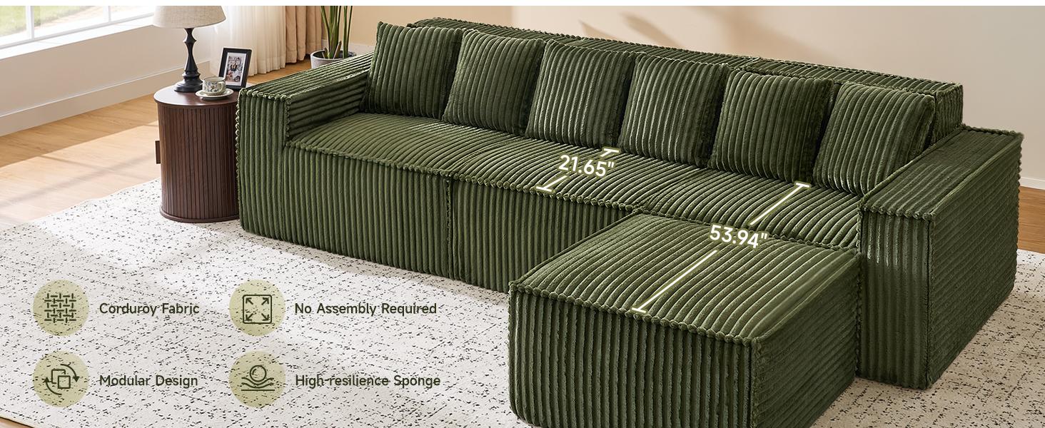 【With 1 Movable Ottoman & SPOTLIGHT DAY】ONBRILL 108" Gorgeous Cloud U Shaped Modular Sectional Sofa, Comfy 3-Seater Modern Luxury Sectional Couch, Deep Seat Couch for Living Room Bedroom Furniture,BlackFridayDeal