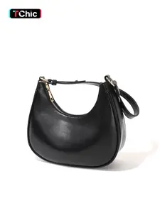 Women's Simple Style Plain Color Moon-Shaped Shoulder Bag, Casual Trendy Novelty PU Leather Handheld Bag Purse, Fashionable Hobo Bag for Daily Use, Crescent Bag