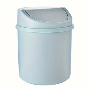 1pc Mini desktop trash bin office small bedside storage bin with lid cute bedroom car mounted small paper basket on the table