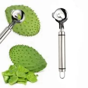 Cactus Peeling Tool Set, Stainless Steel Cactus Knife and Long Handle Peeler, Hole Slicer for Kitchen Cooking and Noodle Cutting, Vegetable Fruit Cutter