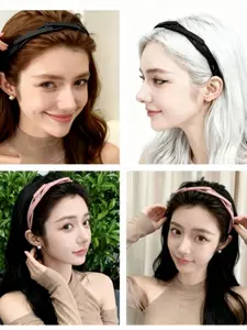 2-Pack Foldable Hair Bands Set, Non-Slip Teeth Design, Adjustable Elastic Headbands, Comfortable & Portable, Ideal for Women