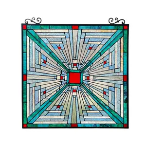 3P359-BM26GP RADIANCE goods Mission Tiffany-Style Stained Glass Window Panel 26" Tall