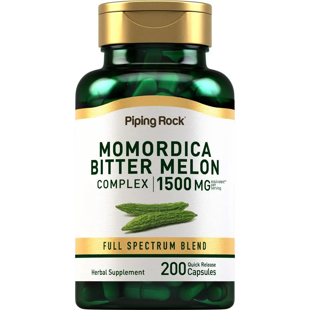 Piping Rock Bitter Melon Capsules | 1500mg | 200 Pills | Momordica Charantia Extract | Complex Herb Supplement | Non-GMO, Gluten Free