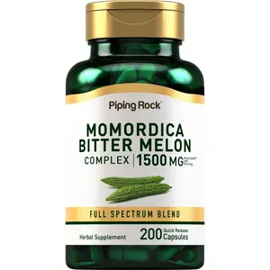 Piping Rock Bitter Melon Capsules | 1500mg | 200 Pills | Momordica Charantia Extract | Complex Herb Supplement | Non-GMO, Gluten Free