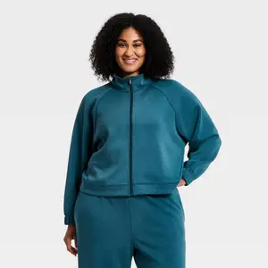 Women's Airy Sleek Ribbed Full Zip Jacket - All In Motion Blue 2X