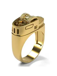 Trendy Lighter Inspired Ring for Men Modern Minimalist Jewelry Stainless Steel Adjustable Ring Cool Gift Idea for Birthday Anniversary