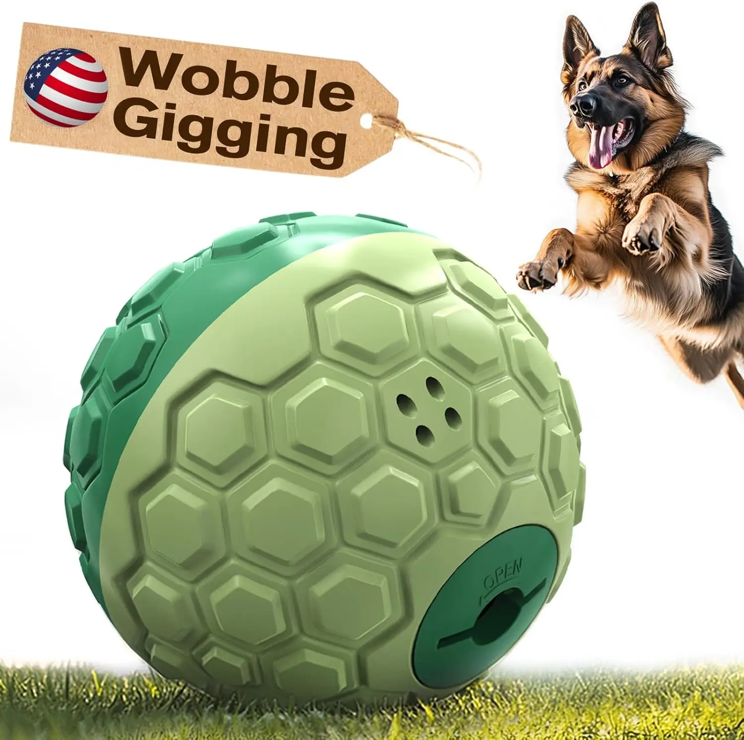 KADTC Treat Dispenser Roll Giggling Ball For All Breed Medium/Large Aggressive Chewers Food Dispensing Puzzle Toy Chew Teeth Balls