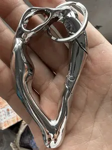 Heavy Punk Rock Keychain - Y2K Punk Metal Bag Charm; high-quality irregular keychain with secure spring ring, polished surface, lightweight and durable alloy material; multifunctional wallet accessory