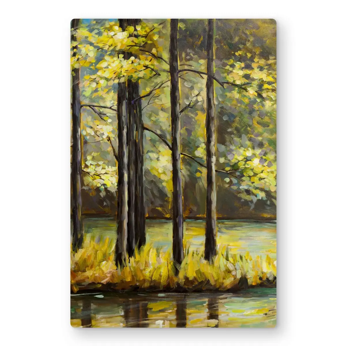 Begin Home Decor C1MP1218T3DJIQ 12 x 18 in. Trees in the Middle of the Lake Wall Art - Gray Metal Print Decor