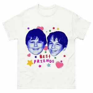 Best Friends Photo Custom Face Shirt, Personalized Bestie Picture Tee, Matching BFF Heart and Star Funny Relationship T-shirt, Unique Best Friend Birthday Gift, Personalized Friendship Keepsake