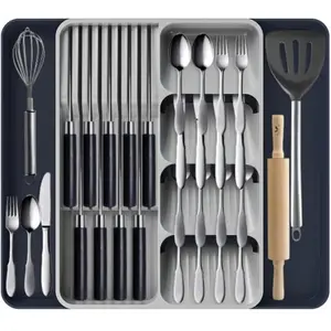 HomeWinner Cutlery Utensil and Gadget Organizer with Expandable Design and Foldable Feature for Kitchen Drawer Storage of Spoons, Forks and Flatware - Boxes